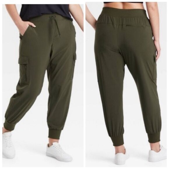 All in Motion Women’s Olive Green Cargo jogger Pants Size S Stretch Active - Picture 1 of 10